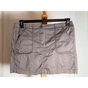 Loft Womens Grey Taupe Cotton Twill Mini Skirt Utility Patch Pockets Size 12